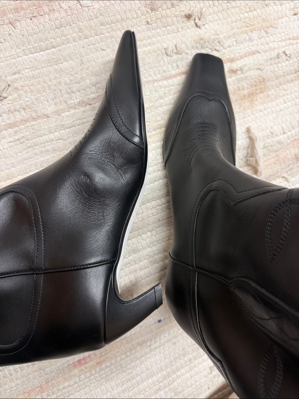 $1,280 Khaite Dallas Leather Black Boots EU 41 US 11-11.5 - Picture 10 of 11